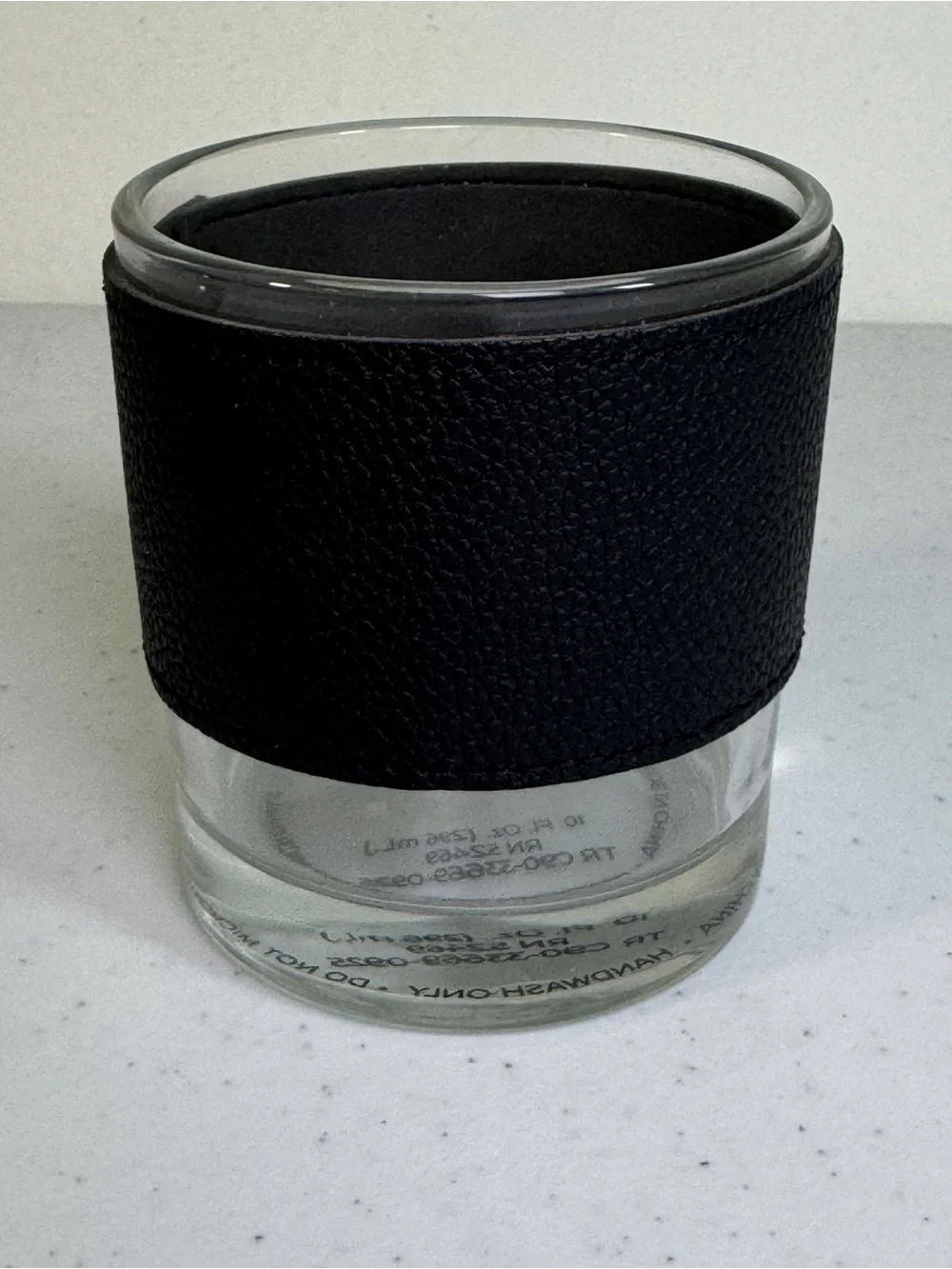 NEW 2pc Old Fashioned Whiskey Glass & Coaster Set 10oz Faux Leather